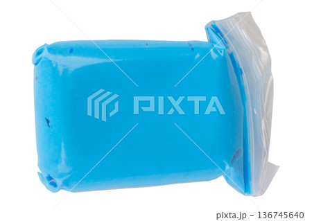 Color blue modeling clay clear plastic isolated on white background Color blue modeling clay clear plastic isolated on white background 136745640