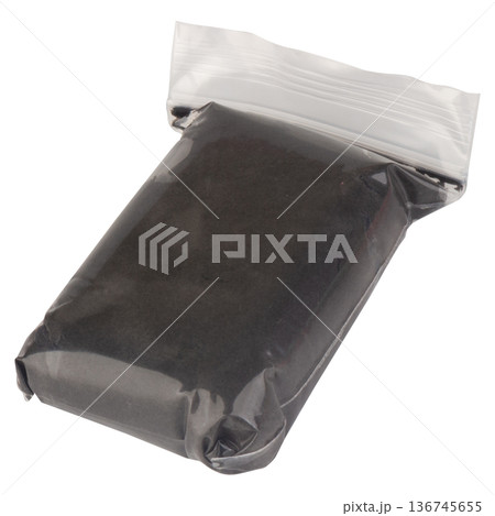 Color black modeling clay clear plastic isolated on white background Color black modeling clay clear plastic isolated on white background 136745655