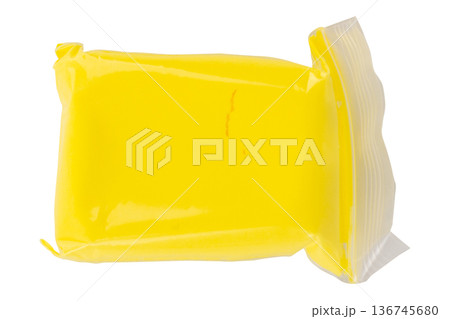 Color yellow modeling clay clear plastic isolated on white background Color yellow modeling clay clear plastic isolated on white background 136745680