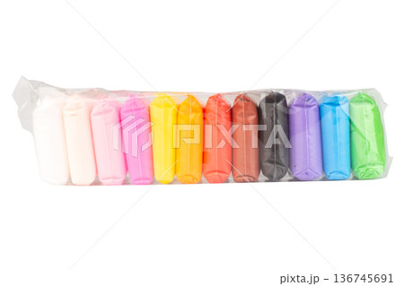 Colorful modeling clay is in a clear plastic bag Colorful modeling clay is in a clear plastic bag 136745691