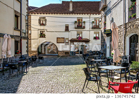 Beautiful village Hecho in the pyrenees mountains Huesca Spain E Beautiful village Hecho in the pyrenees mountains Huesca Spain E 136745742