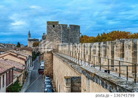 Ramparts and Medieval Walls of Aigues Mortes in Camargue, France 136745799