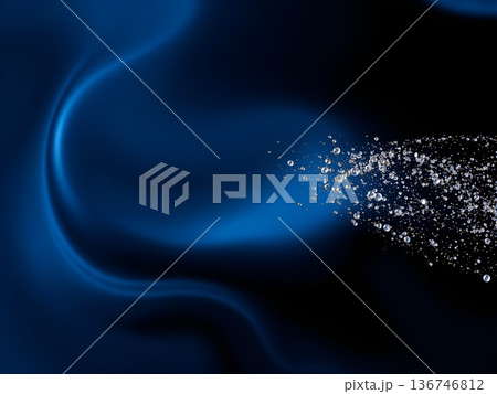 Abstract Blue Swirl with Sparkling Water Droplet Explosion 136746812