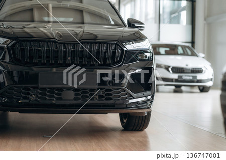 Modern car parked indoors Modern car parked indoors 136747001