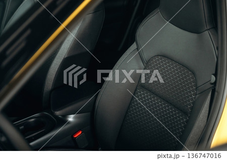 Soft seats. Detailed close up view of modern car interior 136747016