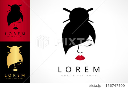 Geisha vector logo. A woman in Japanese traditions. 136747500