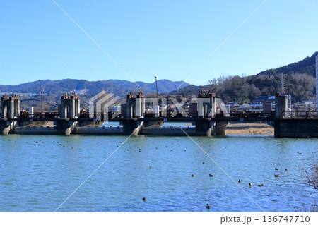 大津市南郷の瀬田川洗堰 136747710