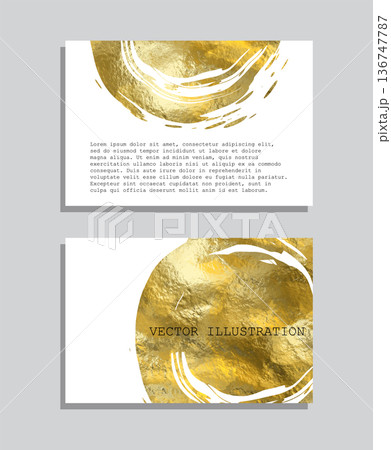 Gold foil abstract grunge banner. Texture, gold foil effect background vector illustration. 136747787