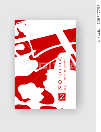 White ink brush stroke on red background. Japanese style. White ink brush stroke on red background. Japanese style. 136747797