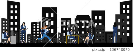 オフィス街のイラストアイコン	 136748070