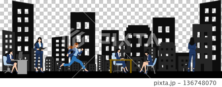 オフィス街のイラストアイコン	 136748070