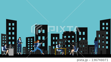 オフィス街のイラストアイコン	 136748071