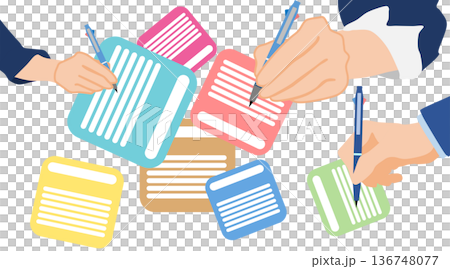 ポストイットを使ったフレームワークのイラスト ポストイットを使ったフレームワークのイラスト 136748077