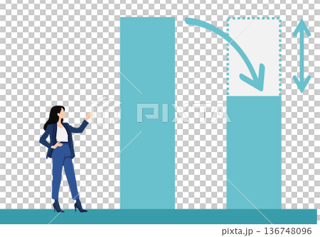 Illustration of a businesswoman analyzing data 136748096