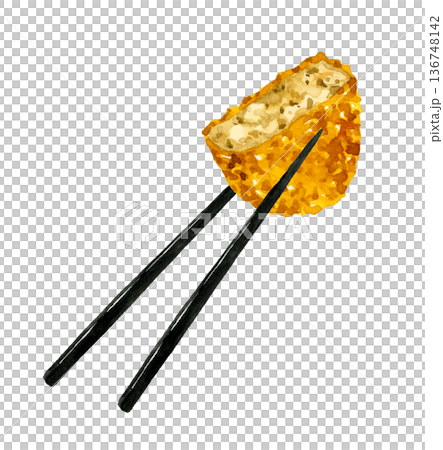 お箸で持ったコロッケ 料理・食べ物の手描き水彩イラスト素材 お箸で持ったコロッケ 料理・食べ物の手描き水彩イラスト素材 136748142