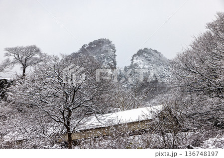 【新潟県_佐渡金山】雪の道遊の割戸 2月 136748197