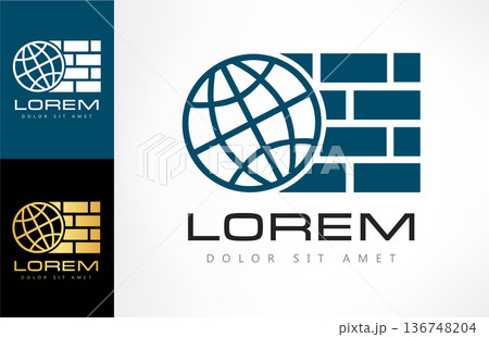 Planet and bricks. Logo construction company Planet and bricks. Logo construction company 136748204