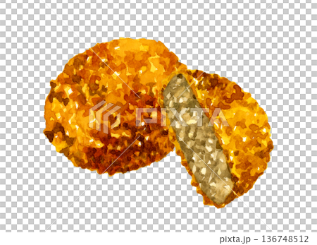 肉末排烹飪/食物手繪水彩插畫素材 136748512