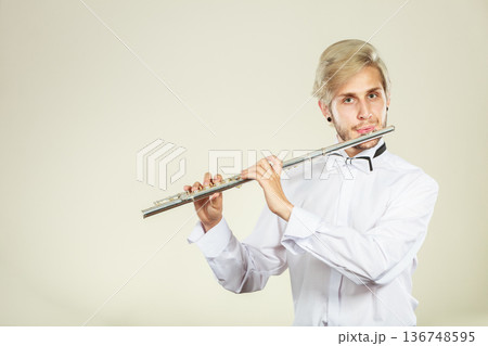 Flute music playing flutist musician performer 136748595