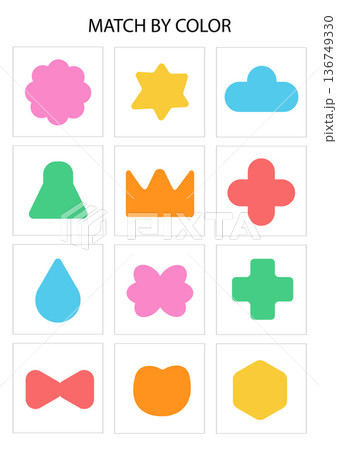 Color Matching Printable Worksheet with Abstract Shapes 136749330