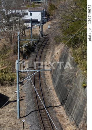 JR吾妻線 長野原草津口駅より下り方面の線路 JR吾妻線 長野原草津口駅より下り方面の線路 136749673