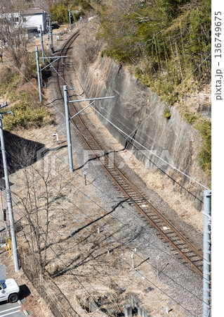 JR吾妻線 長野原草津口駅より下り方面の線路 JR吾妻線 長野原草津口駅より下り方面の線路 136749675