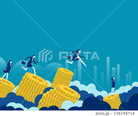 Business growth and competition. Business person with gold money and financial investment. 136749714