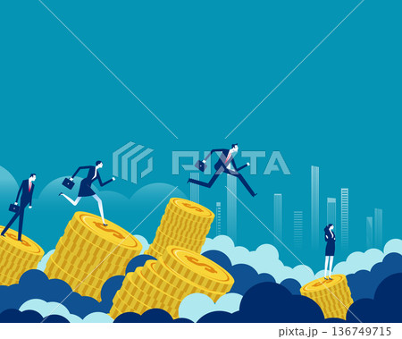 Business growth and competition. Business person with gold money and financial investment. Business growth and competition. Business person with gold money and financial investment. 136749715