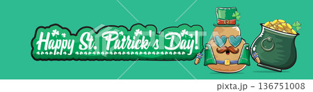 Funny St. Patricks Day wide banner with rock star potato character in leprechaun hat, Irish holiday greeting with groovy typography on green. Humorous Happy St. Patricks Day banner with potato mascot Funny St. Patricks Day wide banner with rock star potato character in leprechaun hat, Irish holiday greeting with groovy typography on green. Humorous Happy St. Patricks Day banner with potato mascot 136751008