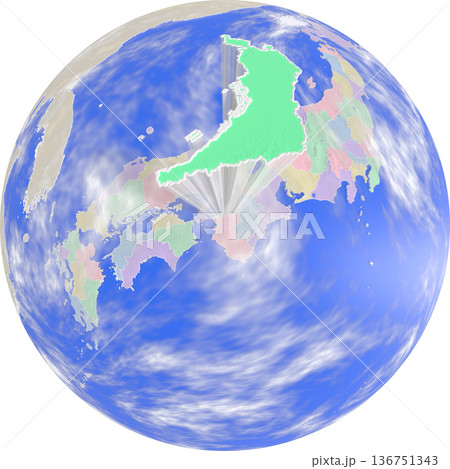 地球上空から見た、浮かび上がる大阪府のプラネット風地図 地球上空から見た、浮かび上がる大阪府のプラネット風地図 136751343