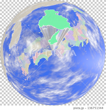 從地球上空看到的兵庫縣行星狀地圖 從地球上空看到的兵庫縣行星狀地圖 136751344