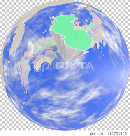 A planet-like map of Wakayama Prefecture seen from above A planet-like map of Wakayama Prefecture seen from above 136751346