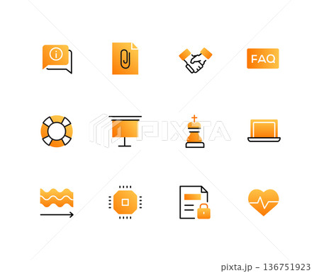 Technical support and business - set of line design style icons 136751923