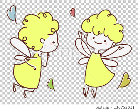 天使とハートのイラスト 136752011