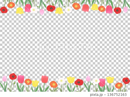 Spring flower frame vector illustration: decorative frame material of tulips and poppies Spring flower frame vector illustration: decorative frame material of tulips and poppies 136752163