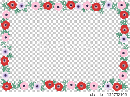 Anemone flower frame vector illustration Spring flower decorative frame material Anemone flower frame vector illustration Spring flower decorative frame material 136752166