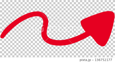 Illustration of a single-line hand-drawn arrow 4 (red) 136752177