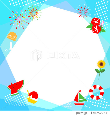 夏をイメージした爽やかな壁紙イラスト素材【正方形】 136752244