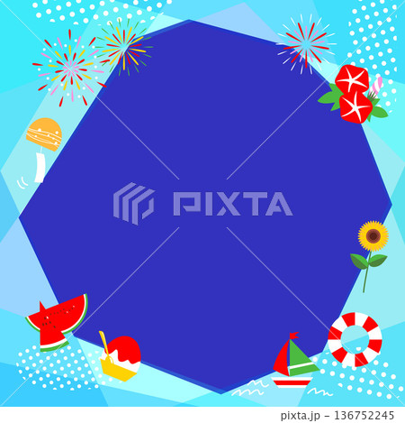 夏をイメージした爽やかな壁紙イラスト素材【正方形】 136752245