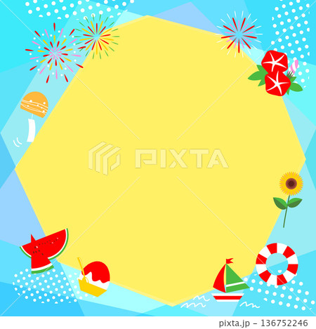 夏をイメージした爽やかな壁紙イラスト素材【正方形】 夏をイメージした爽やかな壁紙イラスト素材【正方形】 136752246