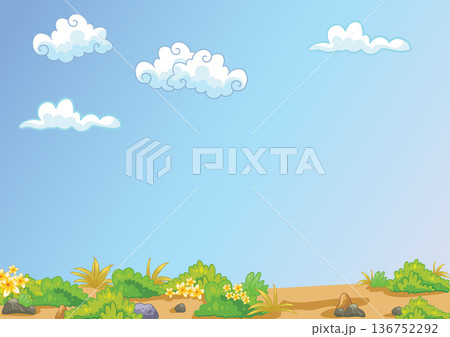 Natural landscape with blue cloudy sky cartoon vector illustration Natural landscape with blue cloudy sky cartoon vector illustration 136752292