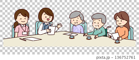 介護保険サービスについて相談している家族 介護保険サービスについて相談している家族 136752761