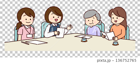A family consulting about long-term care insurance services A family consulting about long-term care insurance services 136752765