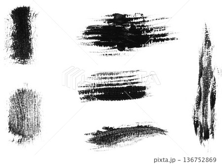 Abstract brushstrokes of black paint with jagged edges, various shapes Abstract brushstrokes of black paint with jagged edges, various shapes 136752869