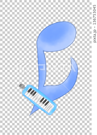 鍵盤ハーモニカの付いた音符 136753045