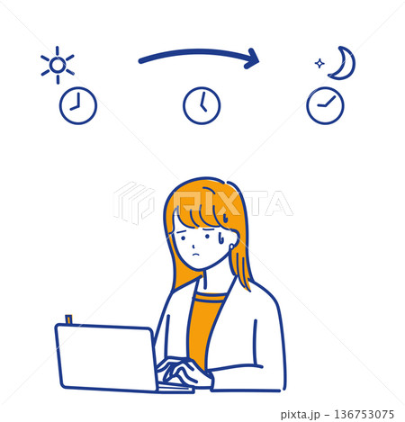 会議前に焦りながら資料を整理して考える女性（色違い） 136753075