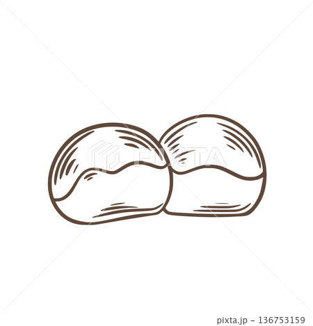 Small round buns, doodle sketch style illustration Small round buns, doodle sketch style illustration 136753159