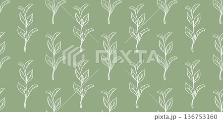 Young tea leaves seamless pattern Young tea leaves seamless pattern 136753160