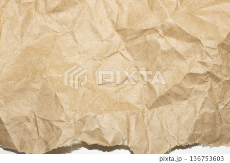 Brown old crumpled paper for background Brown old crumpled paper for background 136753603