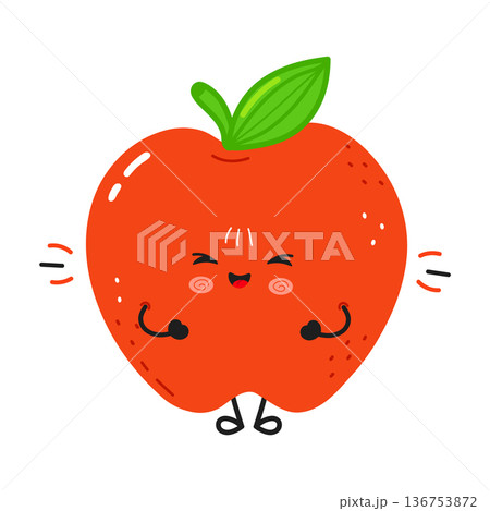 Cute red apple cartoon character presenting idea Cute red apple cartoon character presenting idea 136753872